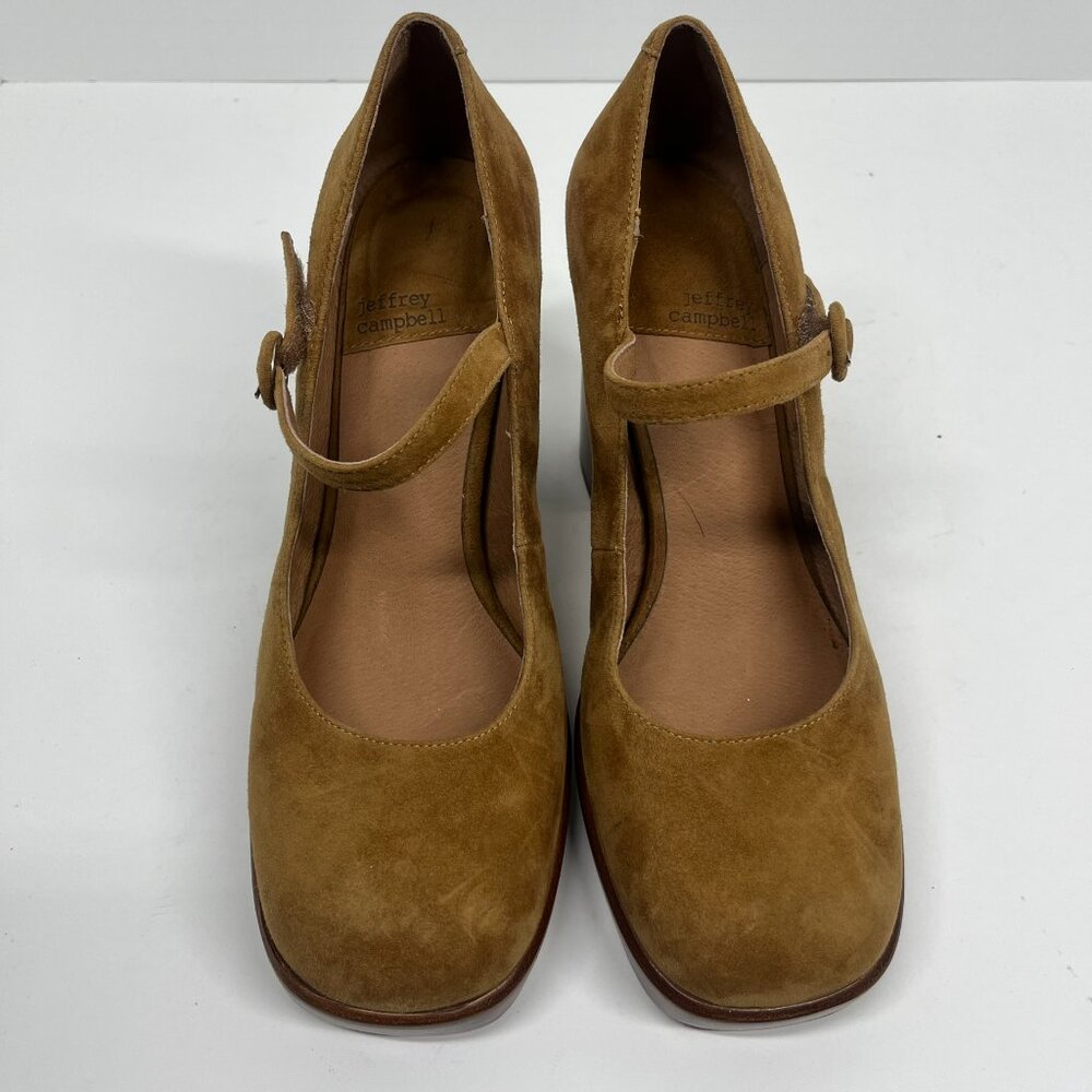 Jeffrey Campbell Brown Suede Platform 'Mary Ann' Mary Jane Block Heels Sz. 8 - Picture 2 of 9